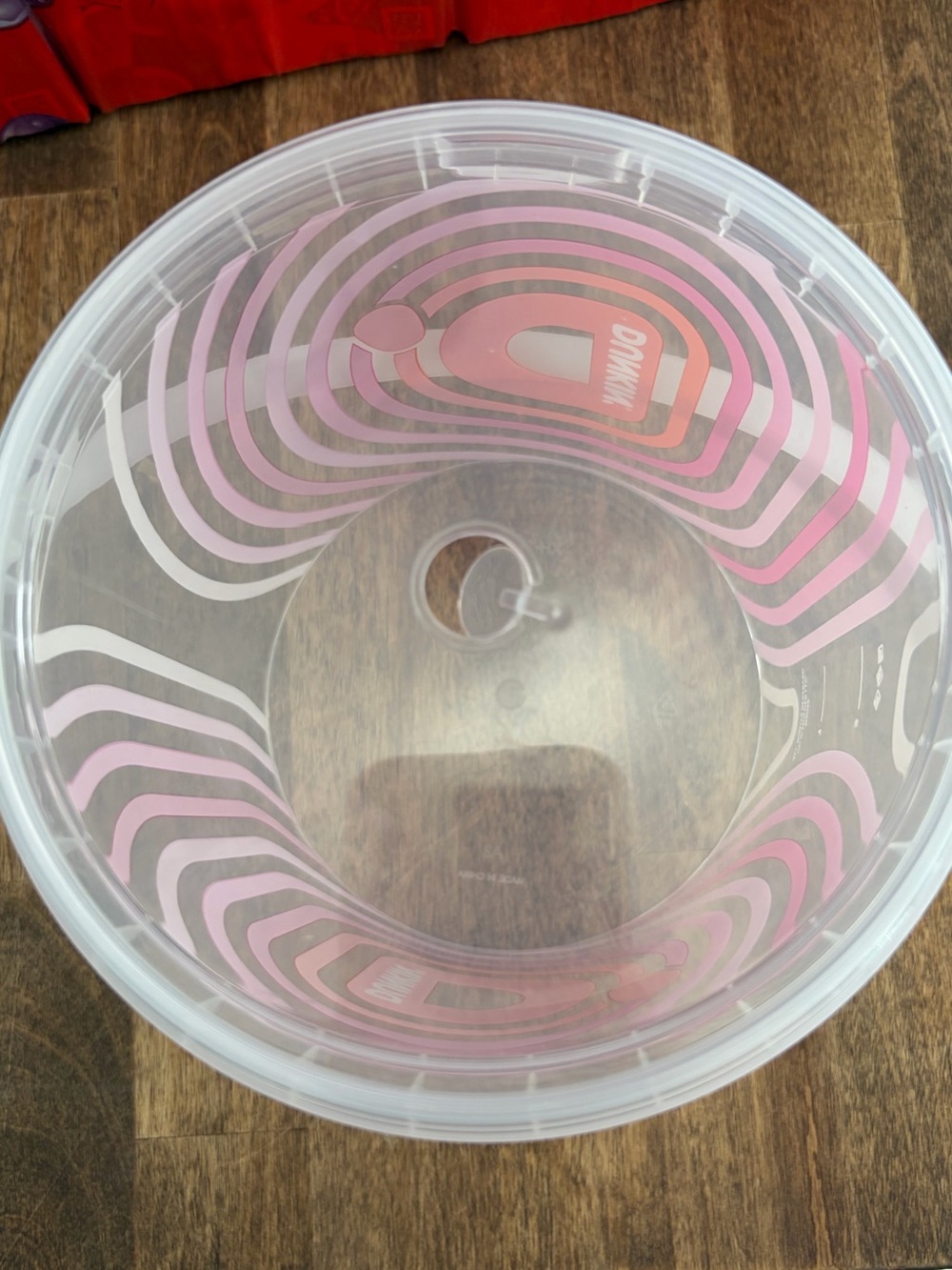 Dunkin' Clear Plastic bucket with Pink & Orange Logo - Picture 2 of 2